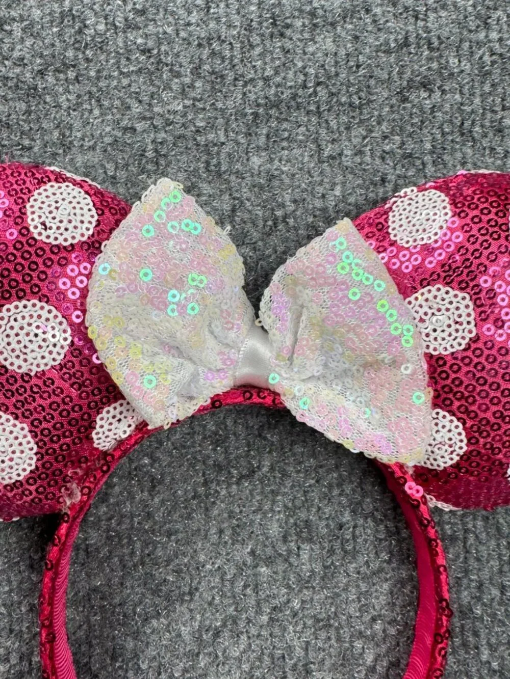Disney Minnie Mouse Sequin Polka Dot Headband Women's Pink White